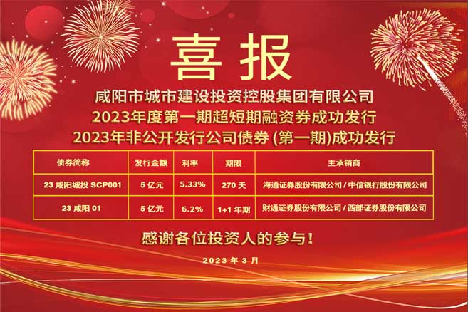 市城投集團2023年度第一期超短期融資券 、2023年非公開發(fā)行公司債券（第一期）成功發(fā)行